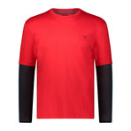 Cut + Sew Long-Sleeve Crew // Red + Black (M)