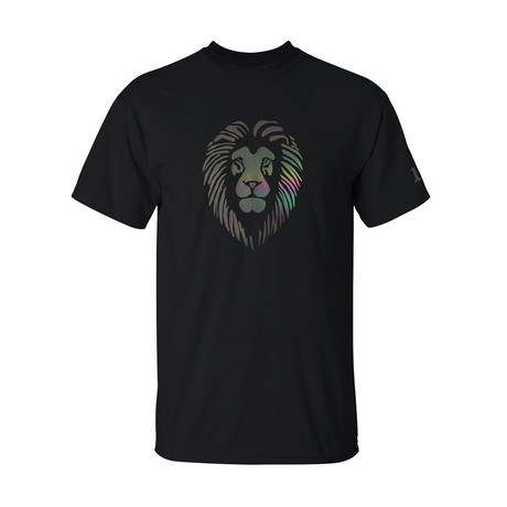 Reflective Lions Head T-Shirt // Black + Rainbow (S)