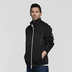 Mixed Media Funnel Jacket // Black (S)