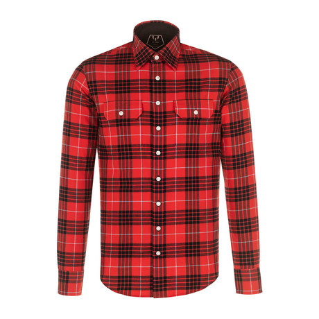 Woven Plaid Shirt // Red + Black (XS)