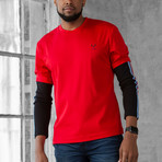 Cut + Sew Long-Sleeve Crew // Red + Black (M)