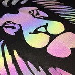 Reflective Lions Head T-Shirt // Black + Rainbow (L)