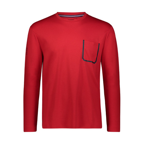Bonded Pocket Long-Sleeve Crew // Red (S)