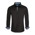 Cotton-Stretch Long Sleeve Shirt // Black (S)