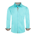 Cotton-Stretch Long Sleeve Shirt // Turquoise (S)