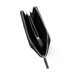 Chevron-S // Zipped Long Wallet (Black + Black)