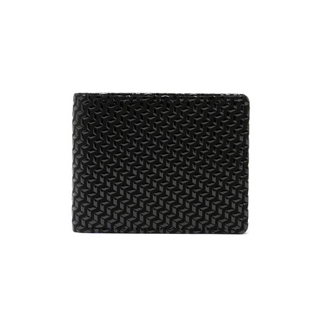 Chevron-S // Men's Folded Wallet (Narrow Type) (Black + Black)