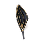 Chevron-S // Zipped Coin Purse (Large) (Black + Black)