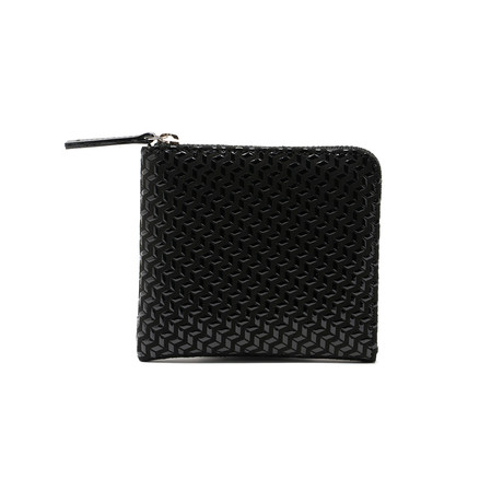 Chevron-S // Zipped Coin Purse (Large) (Black + Black)