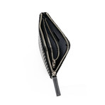 Chevron-S // Zipped Coin Purse (Large) (Black + Black)