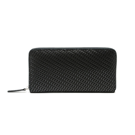 Chevron-S // Zipped Long Wallet (Black + Black)