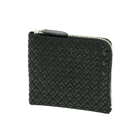 Diamond Frame // Zipped Coin Purse (Large) (Black + Black)