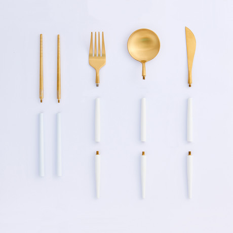 BYO Cutlery Full Set // Pearl Gold