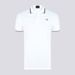 Tipped Polo Shirt // White + Red (L)