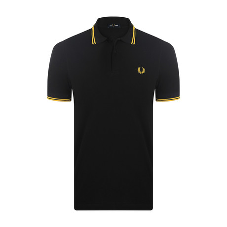 Lucian Tipped Polo Shirt // Black + Yellow (S)