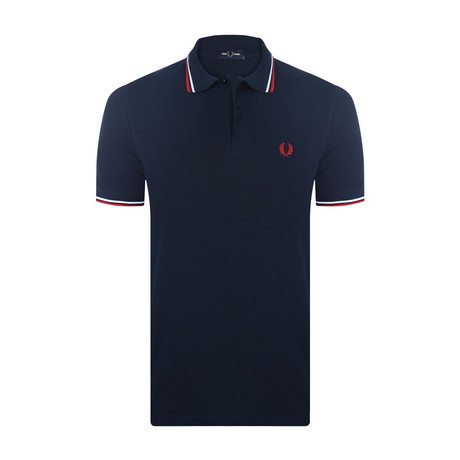Roland Tipped Polo Shirt // Navy + Red (S)