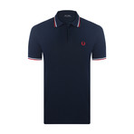 Roland Tipped Polo Shirt // Navy + Red (M)