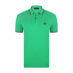 Tipped Polo Shirt // Modern Green + Modern Pink + Black (M)