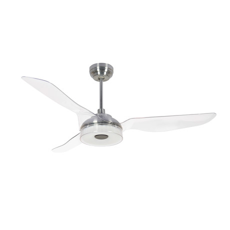 Icebreaker Smart Ceiling Fan + Integrated LED Light Kit // Silver Case + Transparent Blades (52")