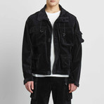 Corduroy Multi-Pocket Cargo Jacket // Black (XS)