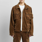 Corduroy Multi-Pocket Cargo Jacket // Brown (XS)