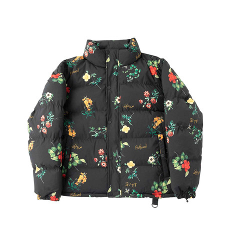 Floral Garden Puffer Jacket // Black (XS)
