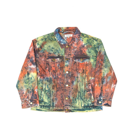 Tie-Dye Washed Denim Trucker Jacket // Multicolor (XS)