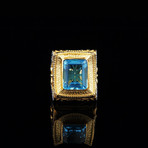 King's Throne Ring // Aquamarine Gold Coated 925 Sterling Silver (6.5)