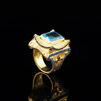 King's Throne Ring // Aquamarine Gold Coated 925 Sterling Silver (9)