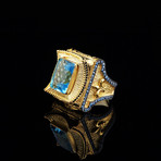 King's Throne Ring // Aquamarine Gold Coated 925 Sterling Silver (6.5)