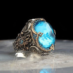 Large Blue Topaz Ring // 925 Sterling Silver (8.5)