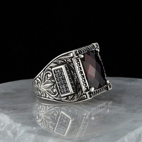 Red Gemstone Ring // 925 Sterling Silver (5)