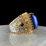 Blue CZ Ring // Gold Coated 925 Sterling Silver (8.5)