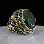 Large Emerald Ring // 925 Sterling Silver (7.5)