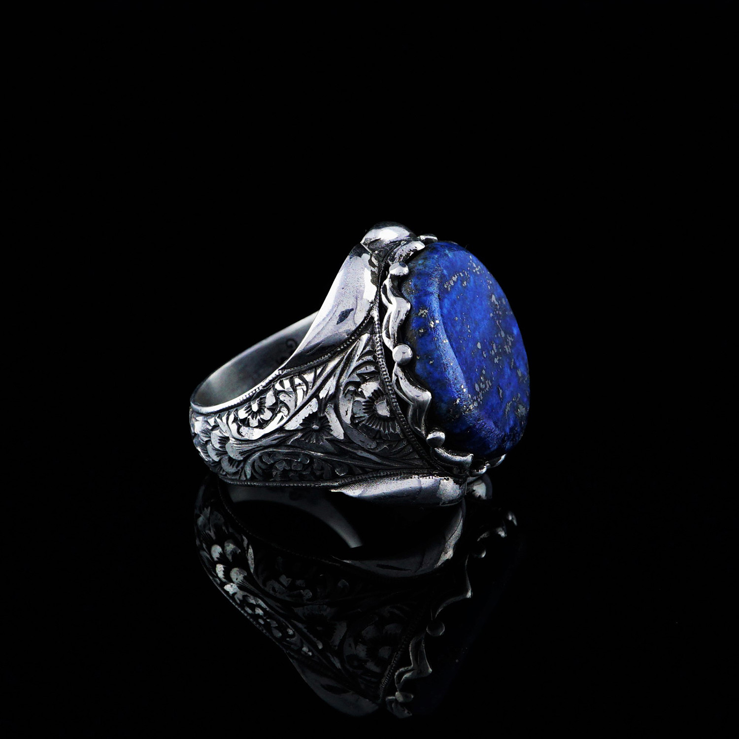 Hand Engraved Lapis Lazuli Ring (6) - Ephesus Jewelry - Touch of Modern
