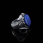 Hand Engraved Lapis Lazuli Ring (6.5)