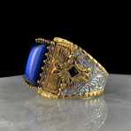 Blue CZ Ring // Gold Coated 925 Sterling Silver (5.5)