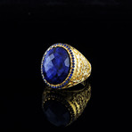 Raw Sapphire Ring // 18kt Gold Coated 925 Sterling Silver (7.5)