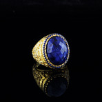 Raw Sapphire Ring // 18kt Gold Coated 925 Sterling Silver (7.5)