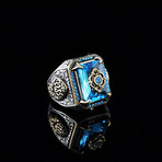 Emerald Cut Blue Topaz Ring // 925 Sterling Silver (8.5)