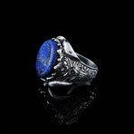 Hand Engraved Lapis Lazuli Ring (6.5)