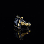 Men's Onyx Rhodium Enhanced Ring // Gold Coated 925 Sterling Silver (8)