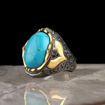 Turquoise Rhodium Enhanced Ring // Gold Coated 925 Sterling Silver (5)