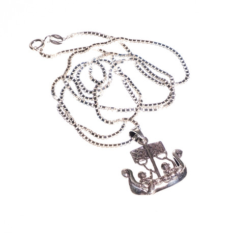 Dell Arte // Viking Ship Amulet Necklace // Silver