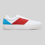 Now Vegan V4 Sneakers // White + Red + Bright Blue (Euro: 42)