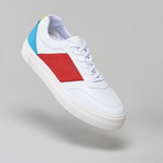 Now Vegan V4 Sneakers // White + Red + Bright Blue (Euro: 44)
