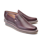 Perforated Leather Loafer // Burgundy (US: 7.5)