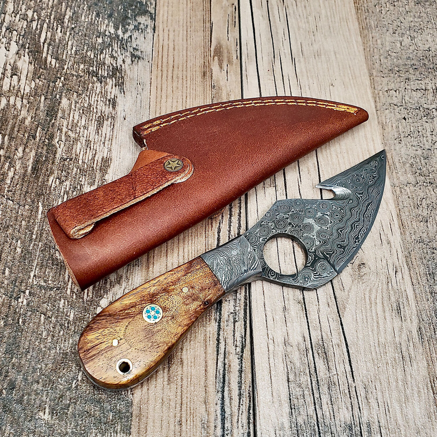 Walnut Finger Hole Skinner + Gut Hook HomeTown Knives Touch of Modern