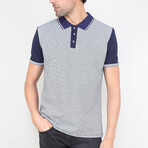 Quinn Striped Polo Shirt // Navy Blue (X-Large)