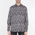 Lloyd Printed Button Up Shirt // Black (Large)